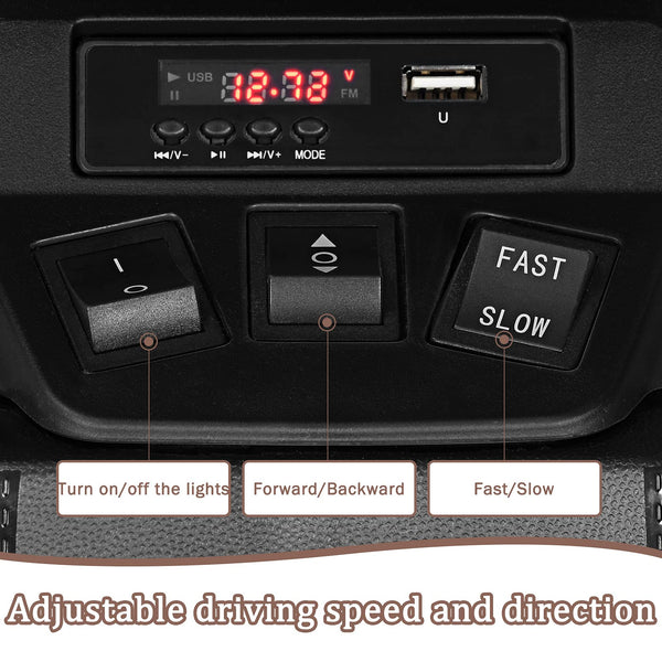 GYMAX Kids Electric Quad Bike, Children Ride On ATV with Bluetooth, Lights, Music, Horn, High/Low Speeds and Slow Start, 12 V Battery Powered Toy Car for 3-7 Years Boys Girls (Blue)