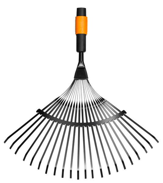 Fiskars QuikFit Leaf Rake, Tool Head, With 20 Tines, Width: 56cm, Steel Tines, Black/Orange, 1000644