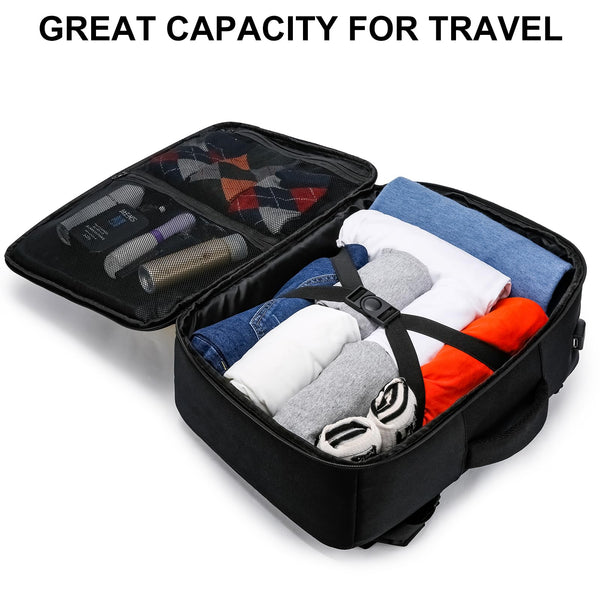 Cabin Bags 40x20x25 for Ryanair Underseat 20L Small Travel Hand Luggage Backpack Carry-ons Bag Cabin Size for Airplanes Flight Bag Travel Rucksack Fit 14 Inch Laptop with USB Charging Port-Black