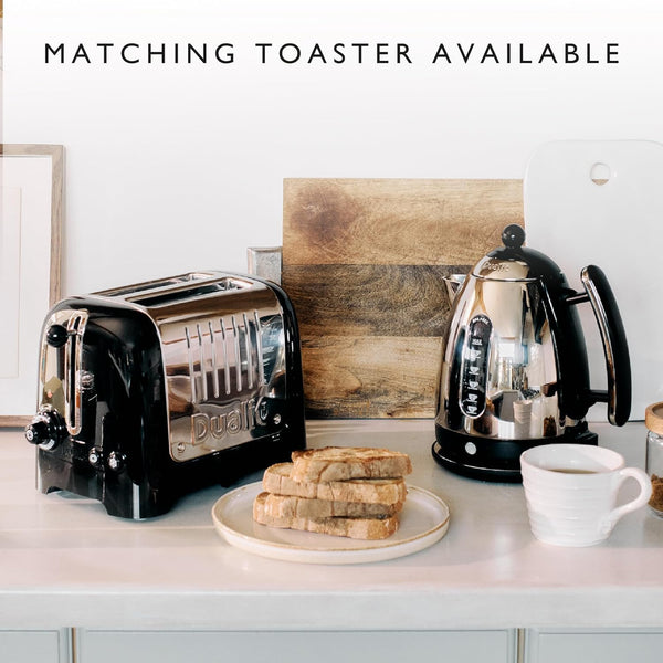 Dualit Lite Kettle - 1.5L Jug Kettle - Polished with Black Trim, High Gloss Finish - Fast Boiling Kettle by Dualit - 72010, Black