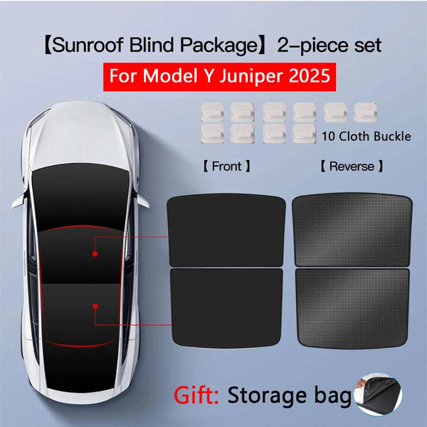 Sunshades For Tesla Model 3 Sunroof Highland 2025 Model Y 2020-25 Ice Cloth Buckle Sun Pare Glass Front Rear Skylight Accessory