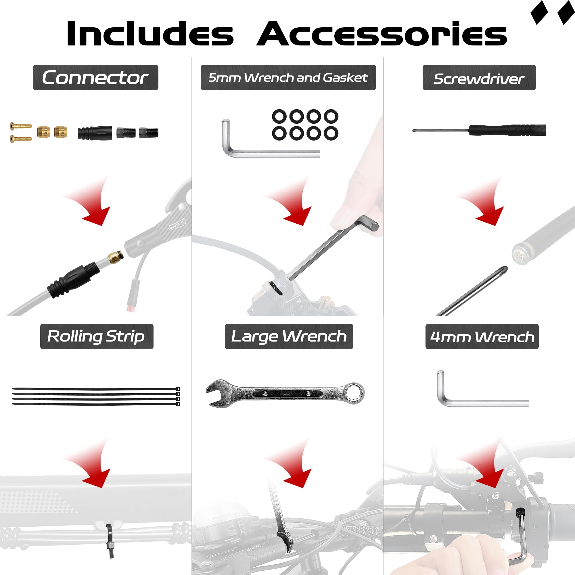 DYISLAND LD-200 2-Pistons Hydraulic Disc Brake Set for ebike,2-PIN Power-Off Electric Bike Hydraulic Brake kit?Hydraulic Brake Kits with mounting