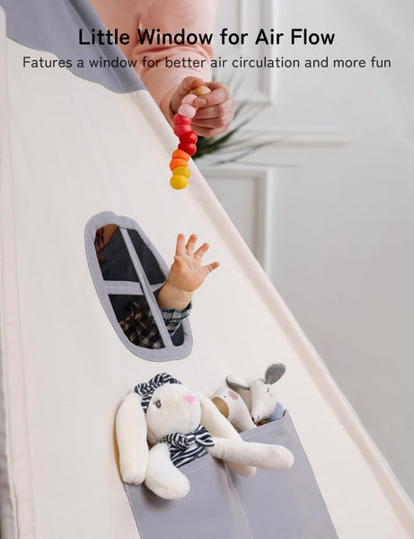 besrey Kids Play Tent Playhouse for Indoor & Outdoor – Spacious Design with Windows, Christmas Tree Flag & Lights Included