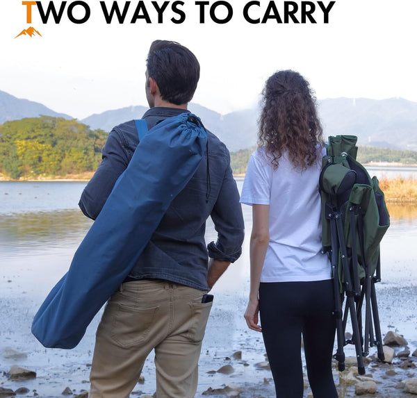 Portal Folding Camping Chair for Adults High Back Heavy Duty 180KG Load Foldable Garden Picnic Festival Collapsible Chair Oversized Hard Armrests Mesh Back Portable for Fishing Beach Patio