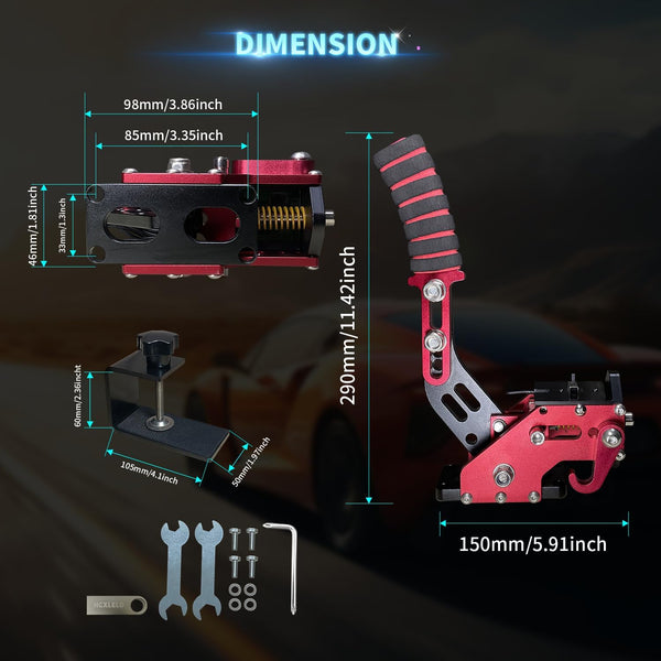 HCXLELD Sim Racing Handbrake, G29 T300 Racing Wheel for PS4/PS5, G920 TX Racing Wheel for XBOX Series X/S, All Racing Wheels for Windows, with Clamp