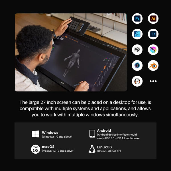 HUION Kamvas Pro 16(4K) UHD Graphic Tablet with Screen, 15.6-inch Monitor Full-Laminated Anti-Glare, Tilt Function 8192 Battery-Free Stylus PW517 for PC, Mac, Android
