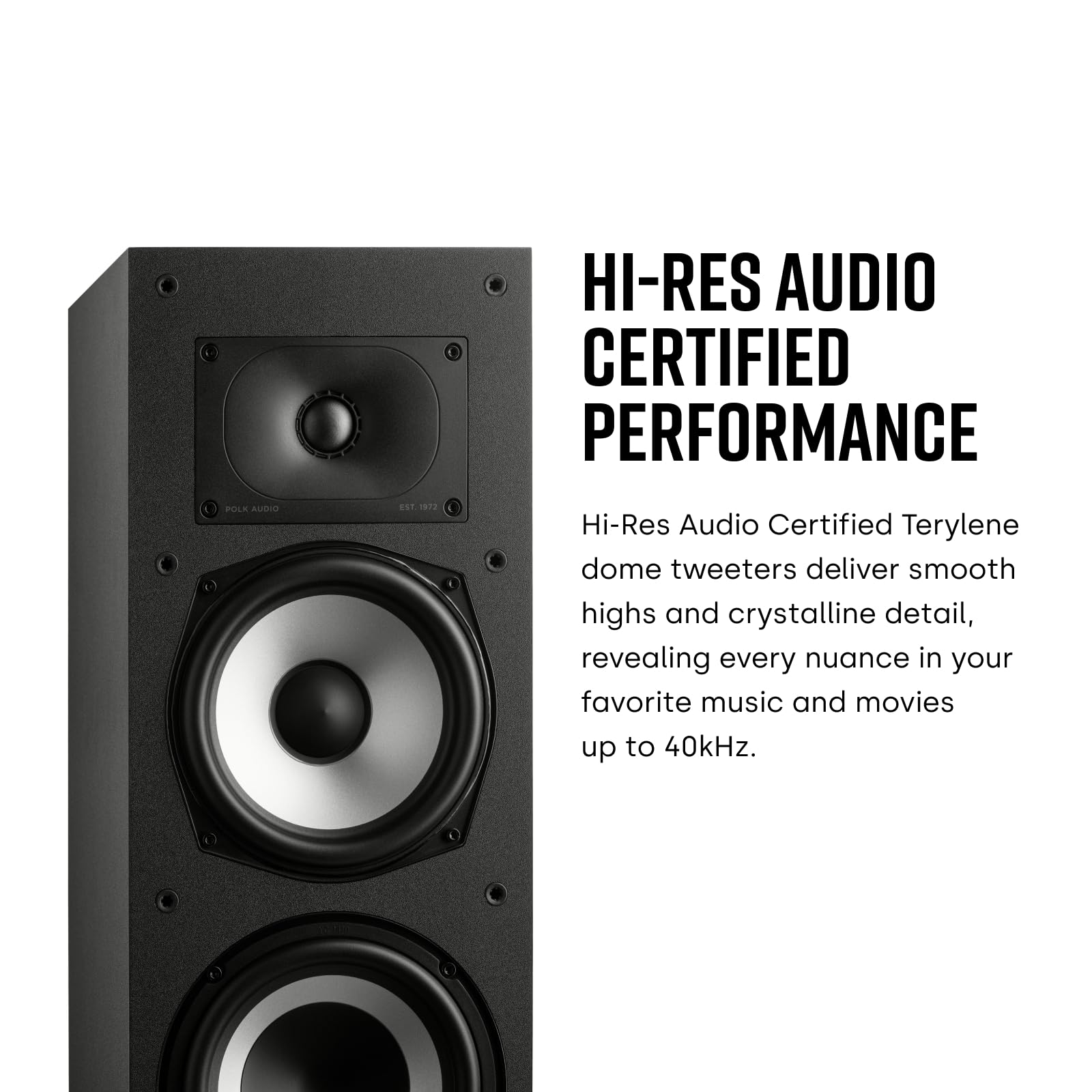 Polk Audio Polk Monitor MXT60 Compact Tower Speaker, HiFi and Home Cinema Speaker, Hi-Res Certified, Dolby Atmos and DTS:X Compatible (1 piece)