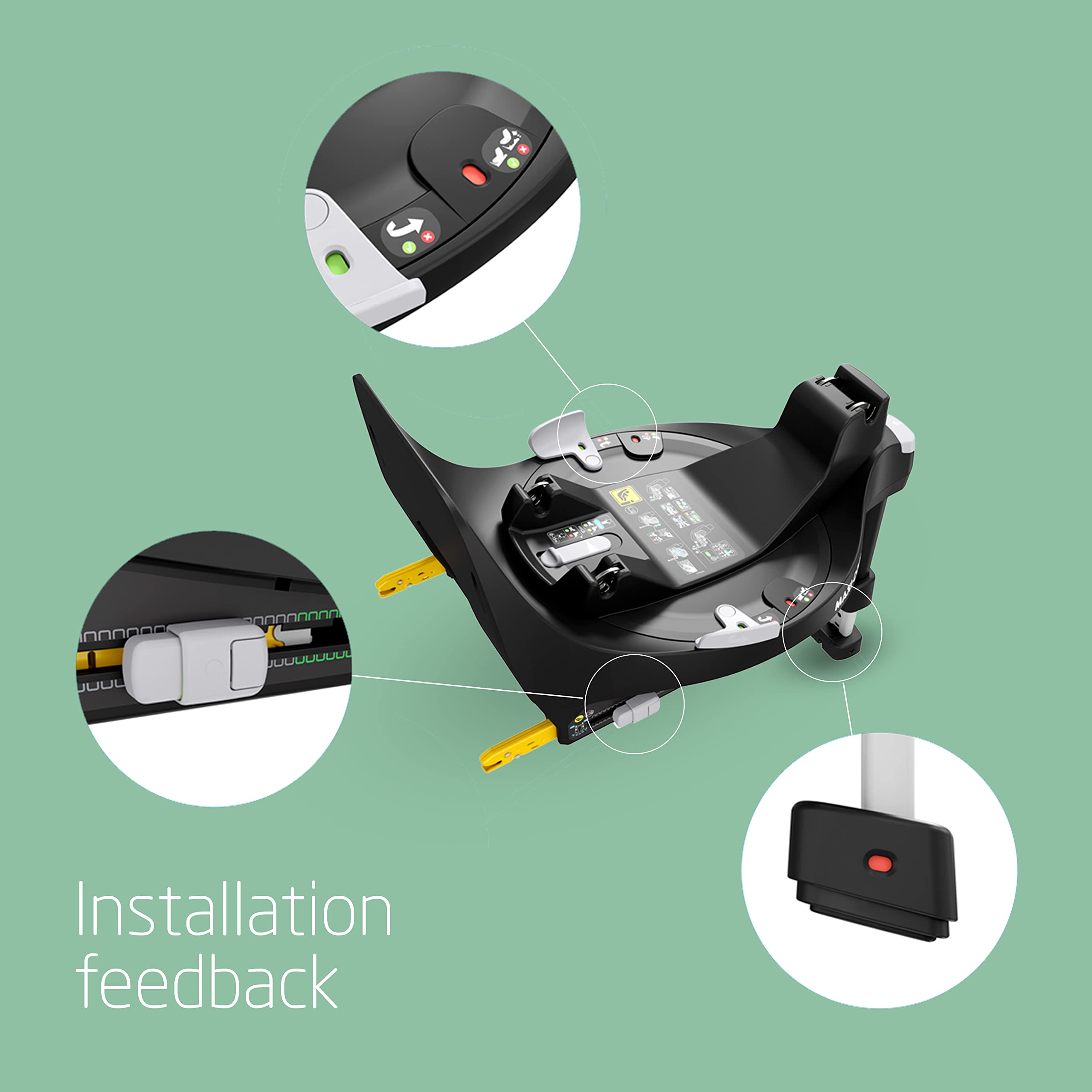 Maxi-Cosi FamilyFix 360 i-Size Base, Rotating Car Seat System, 360 Swivel ISOFIX Base, 0-4 Years (40-105 cm), One-Hand FlexiSpin Rotation, TravelSafe Rotation Control, Click & Go, Black