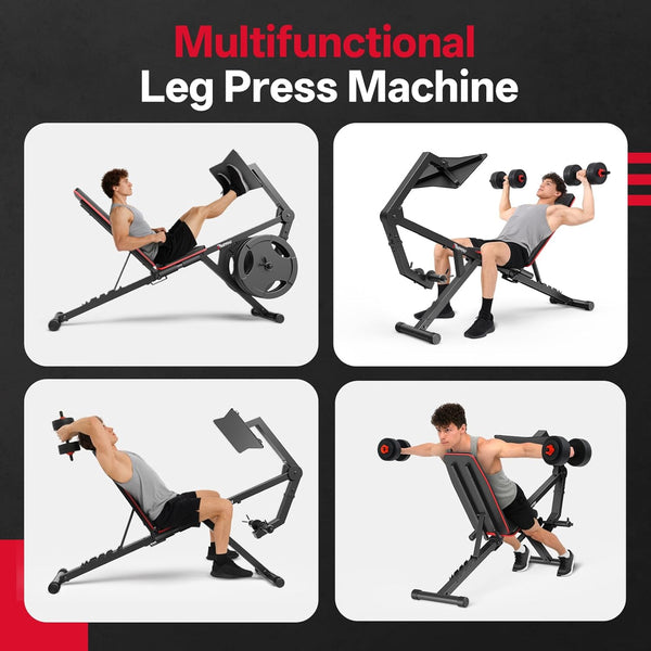 PASYOU Leg Extension Machine With 6 Adjustable Backrests, Leg Press Machine For Home Gym，Maximum Capacity & Dumbbell Weight 220LBS ，Weight Bench With Leg Curl Machine For Lower Body Exercise PM30