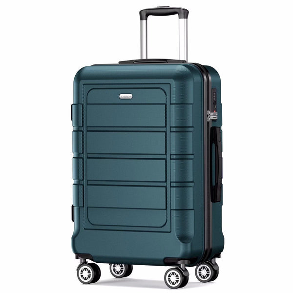 SHOWKOO Suitcase Large 28-Inch Expandable PC+ABS Hard Shell Travel Luggage Lightweight Durable High Capacity with Double Spinner Wheels TSA Lock, 28" Green