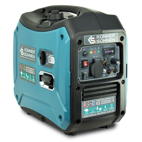 Könner & Söhnen KS 3100iG S portable LPG/petrol inverter generator 3100 W,UK Plug Socket 1x13 A (230 V), 2 USB ports,copper winding,silent inverter generator,dual fuel generator