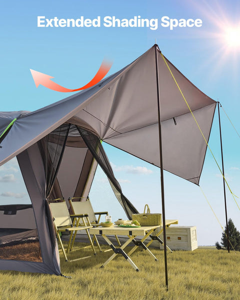 VEVOR Waterproof PU2000mm Spacious Double Layer Design, SUV Camping Tent with Shade Awning and Mesh Windows, Includes Rainfly and Storage Bag