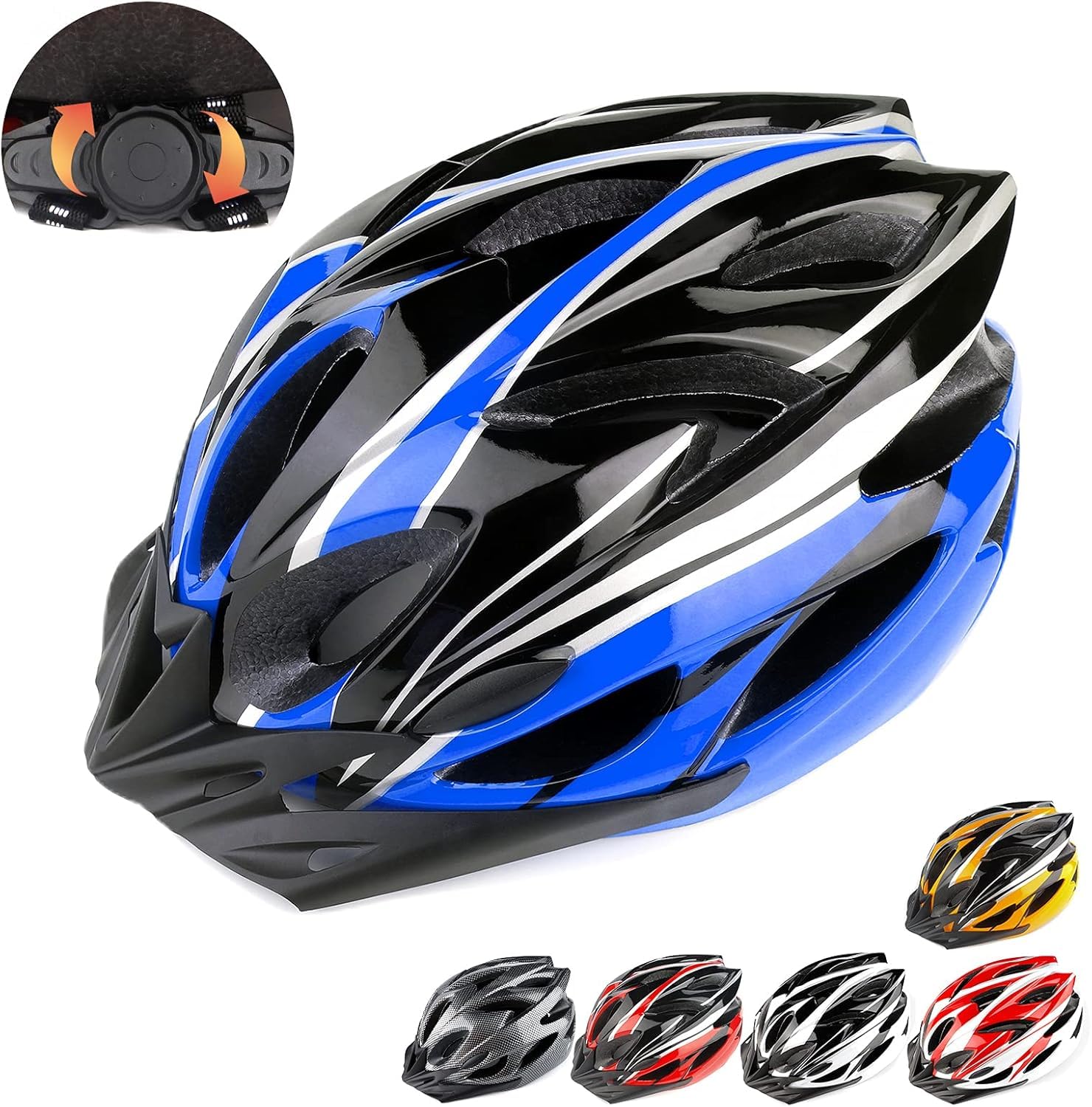 RaMokey Cycle Helmet, Lightweight Bicycle Helmet, Adjustable Mountain & Road Bike Helmets for Adults, 18 Vents with Adjustable Strap & Detachable Visor for Mens Womens(Head Sizes 58-62cm)
