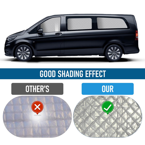 MaxAwe 8Pcs Internal Thermal Blind Set Fits for VW T5/T6 LWB, Luxury Sunshade Wrap Cover Kit, Window Front Screen Cover, Summer Uv Sun Blind & Winter Insulation Cover for VW Campervans & Motorhome