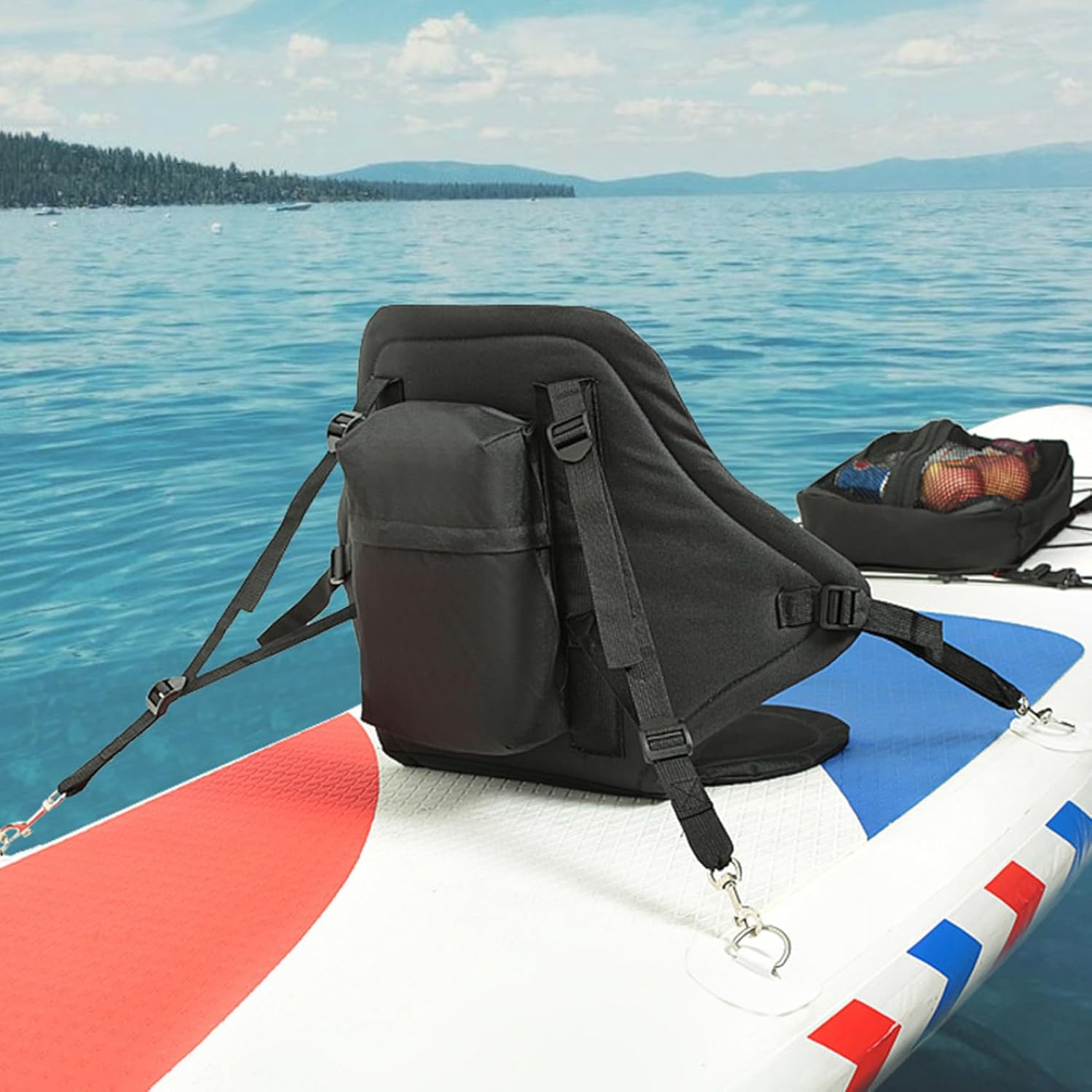 Kayak Seat with Back Support, Nylon Adjustable Canoe Paddle Board Seat, with Snap Hooks & Bag, Kayak Accessories