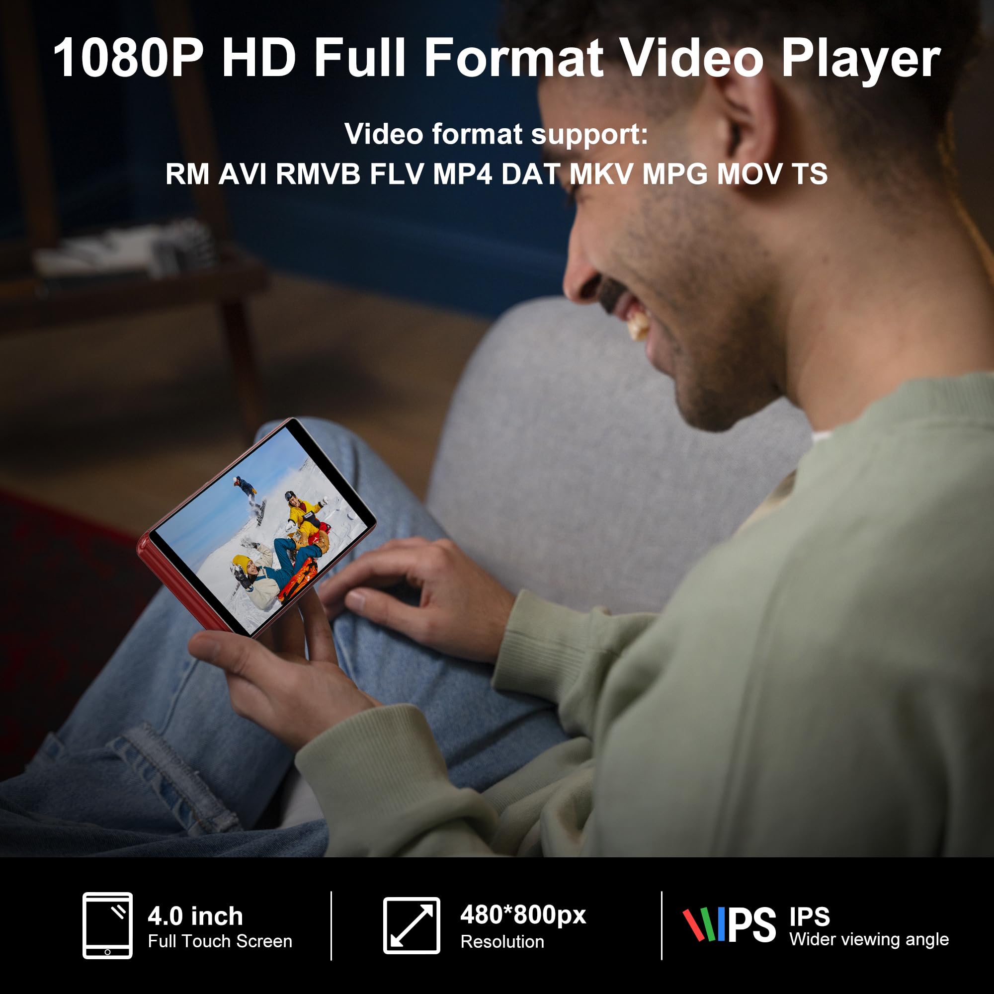 80GB MP3 Player with WiFi and Bluetooth, 4.0” IPS HD Touch Screen, SWOFY M503Pro MP4 Player with Speakers, Android Music Player with Spotify, Deezer, Audible, FM Radio,Play Store for Kids