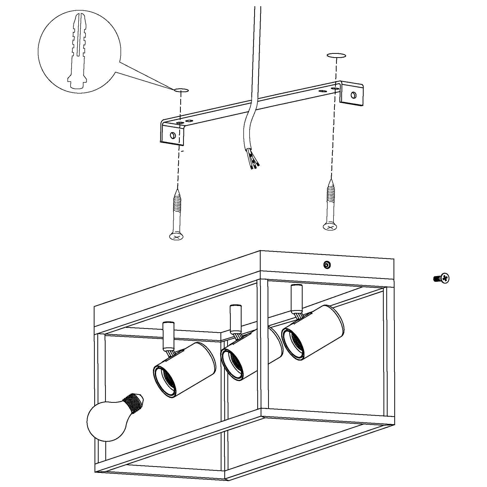 Eglo Silentina Flush Ceiling Light, Industrial Design Living Room, Kitchen, Hallway Lighting, Black Steel Ceiling Light Fitting, E27 Socket
