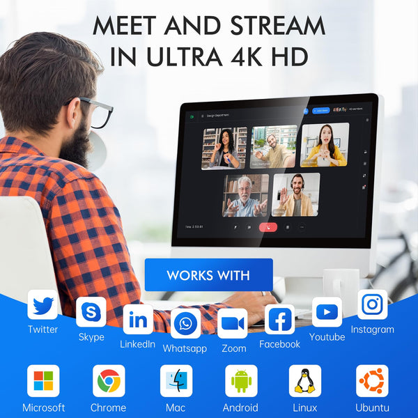 Danyesth Webcam for PC, Laptop Camera USB Webcam with Adjustable Gooseneck, Eye Contact 1080P Computer Camera for Presentation, Desktop Demo, Full-Body View, Video Call, Zoom, Teams, Skype (Black)