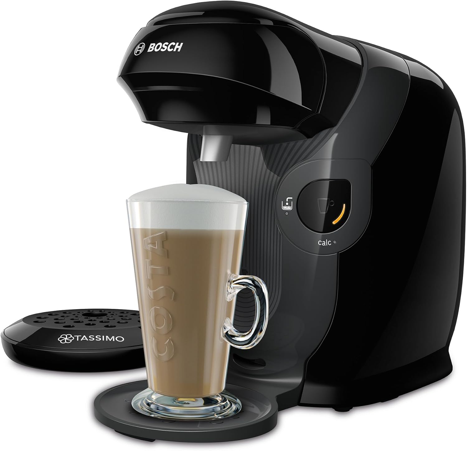 Tassimo by Bosch Style Pod Coffee Machine with Costa Americano & Costa Latte Starter Bundle, TAS1102GB2- Black