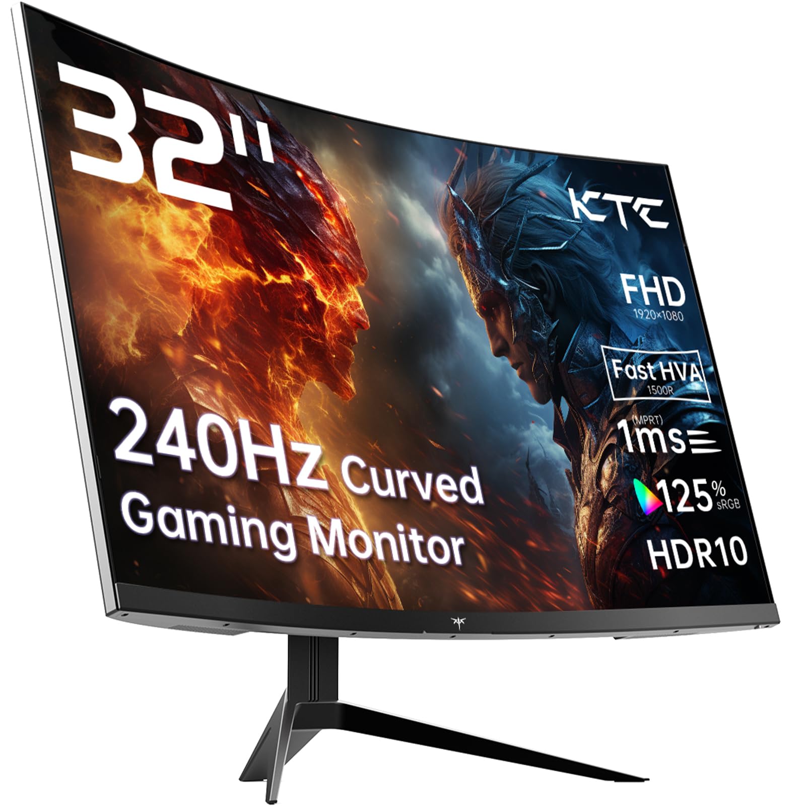 KTC Flat 32 Inch Monitor, QHD 1440P 2K@100Hz IPS Large Computer Monitor, Ultra Thin Bezels, Anti-Blue Light, HDR10, 103% sRGB, 86% DCI-P3, 350 Nits, 3ms MPRT, Adaptive Sync for Working and Gaming