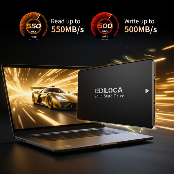 Ediloca 1TB SSD, Internal Solid State Drives, 2.5" SATA SSD 1TB, Up to 550MB/s, 3D NAND TLC, Compatible with Laptop & PC Desktop(ES106 Black)