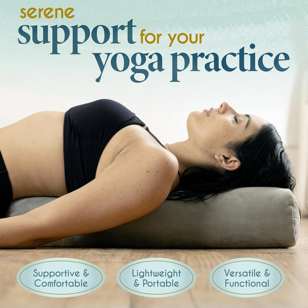 Florensi Yoga Bolster Pillow-Luxurious Velvet Bolster for Restorative Yoga-Large Rectangular Cushion with Carry Handle-Supportive Meditation