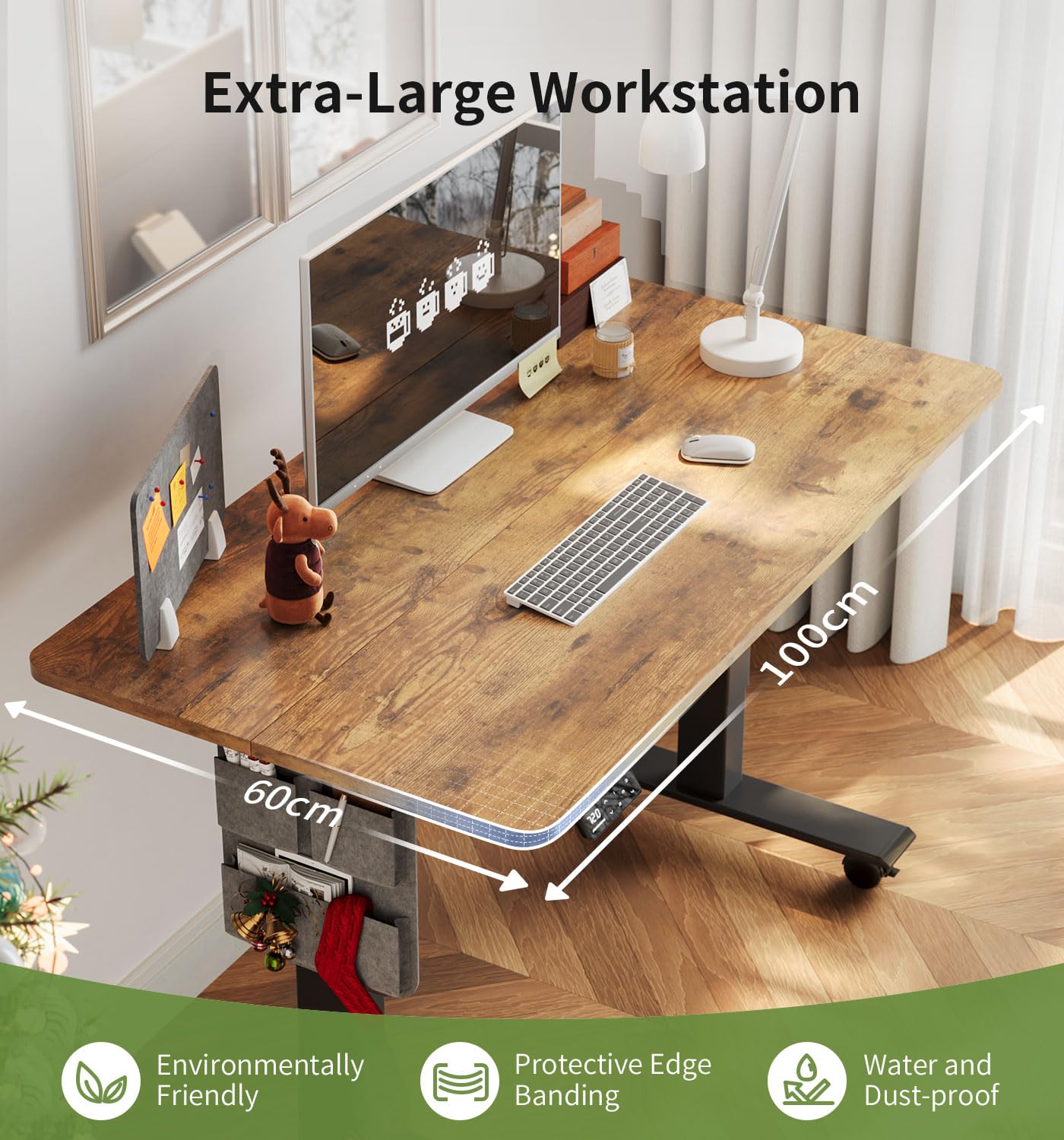 MAIDeSITe Height Adjustable Standing Desk Electric Standing Desk Sit Stand Desk Stand Up Desk with Cable Tray 120 * 60cm Desktop for Home Office