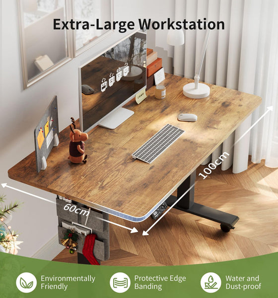 MAIDeSITe Height Adjustable Standing Desk Electric Standing Desk Sit Stand Desk Stand Up Desk with Cable Tray 120 * 60cm Desktop for Home Office