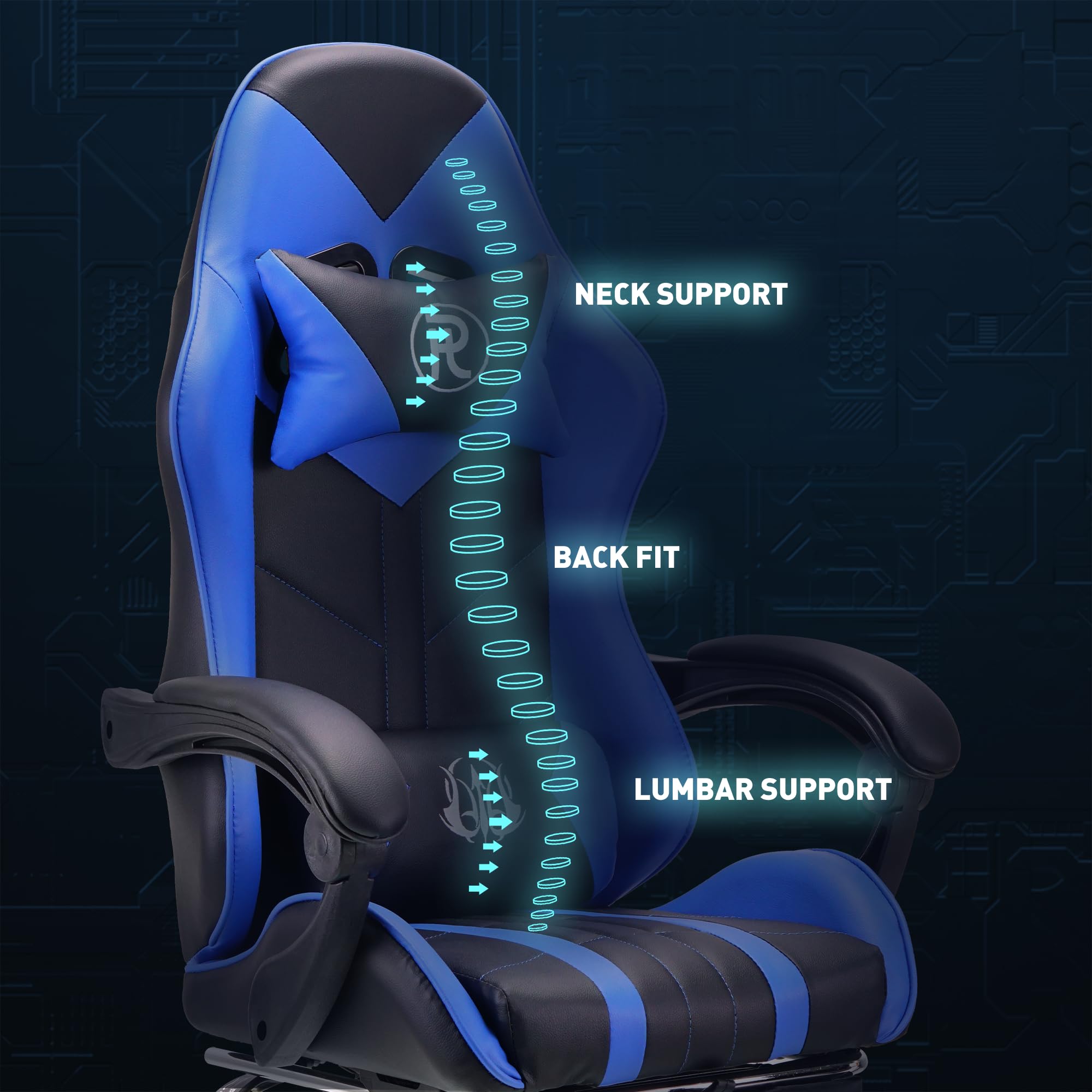 Play haha.Ergonomic reclining seat with footrest adjustable headrest and lumbar cushion high back support padded armrests PU leather finish for gaming home or office use