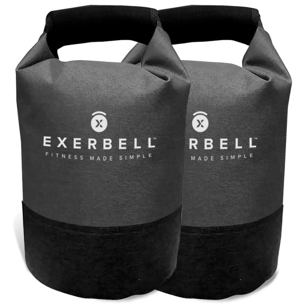 Exerbell Foldable & adjustable kettlebell ? 2pcs ? 2-14 kg (Grey) ? water- and sandbag kettlebell ? Versatile Sandbag Training & Weight Bag ? Premium