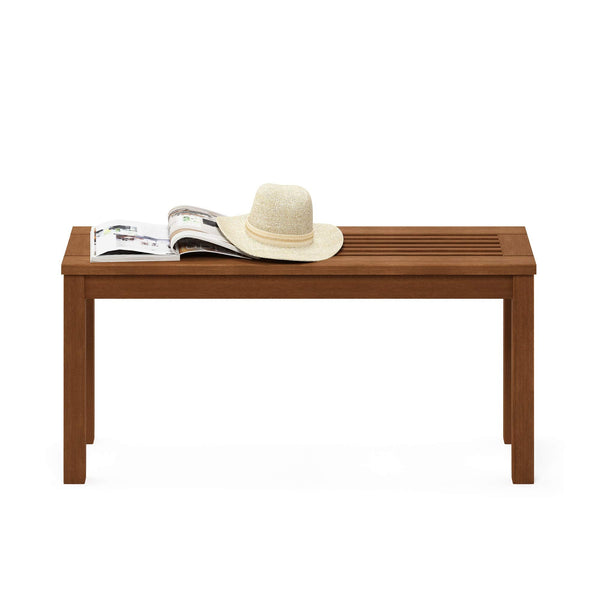 Furinno Hardwood Promo Backless Bench in Teak Oil, Wood, Natural, 99.82 (W) x 46.99 (H) x 30.23 (D) cm