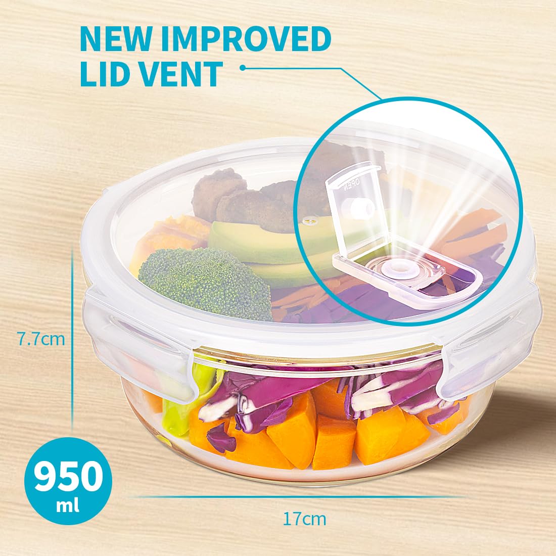 Igluu Meal Prep Glass Containers [5 PACK + EXTRA lid] - Glass Food Storage, Microwave, Oven, Freezer & Dishwasher-safe - Airtight Meal Prep Boxes with