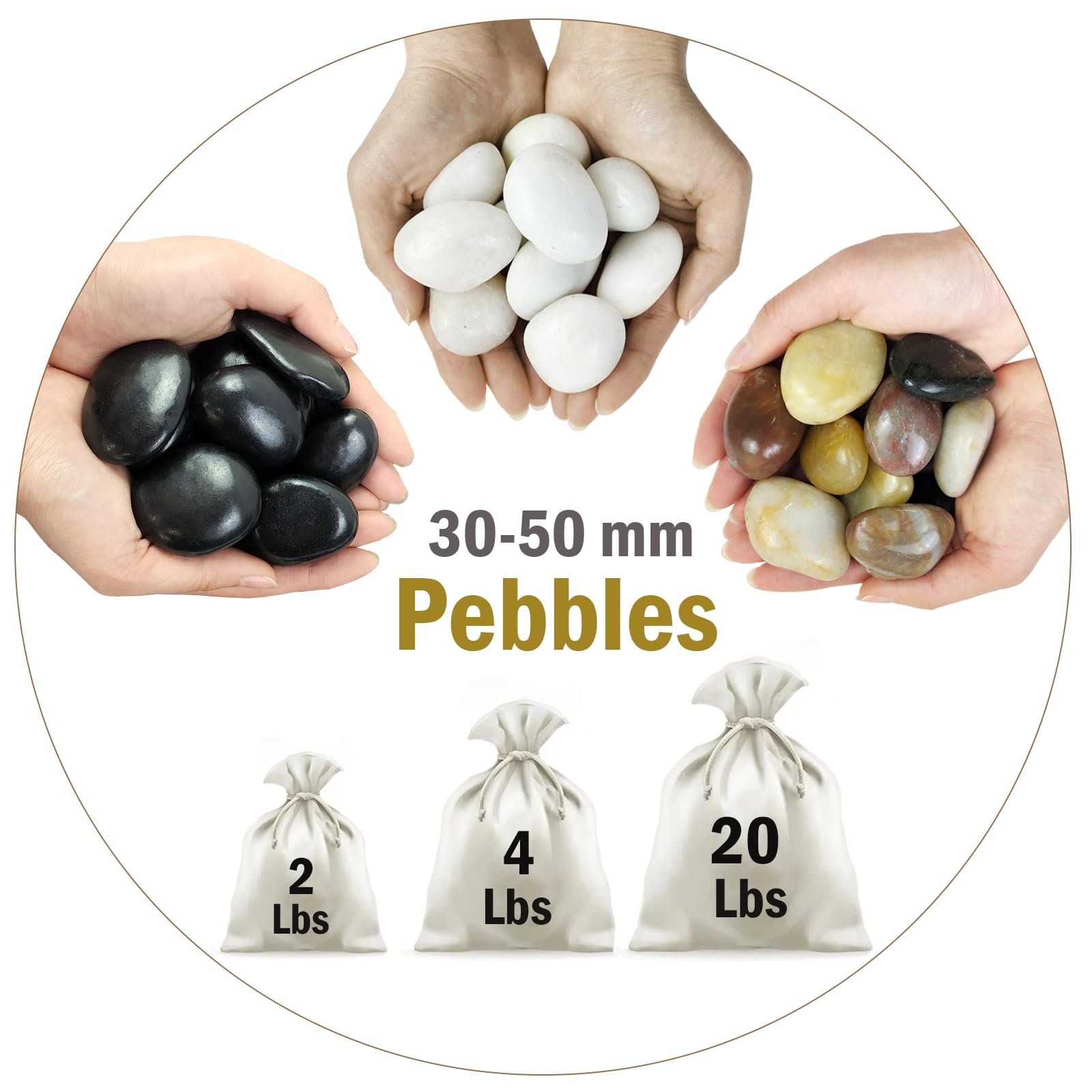 FANTIAN 9.1 kg Decorative Stones for Garden, 30-50 mm Polished Garden Rocks Pebbles for Potted Plants Landscaping Fish Tank Fountain and Outdoor