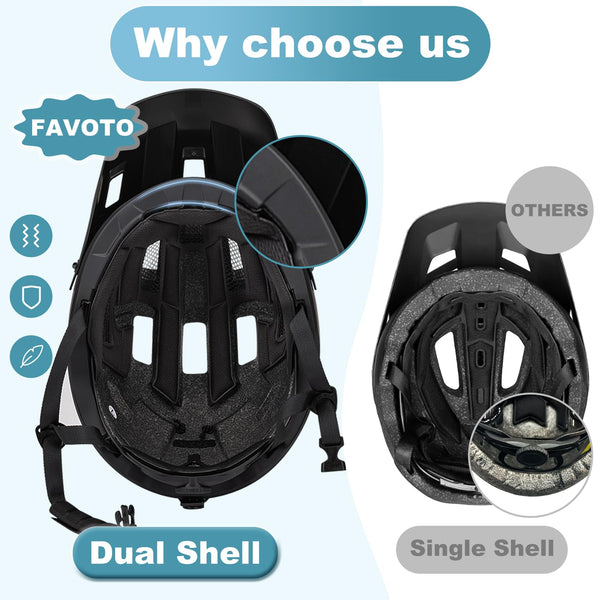 Favoto Mountain Bike Helmet Lightweight - MTB & Road Bicycle Helmet for Men Women - Adjustable Cycling Helmet for Adults Youth with CE Certificated