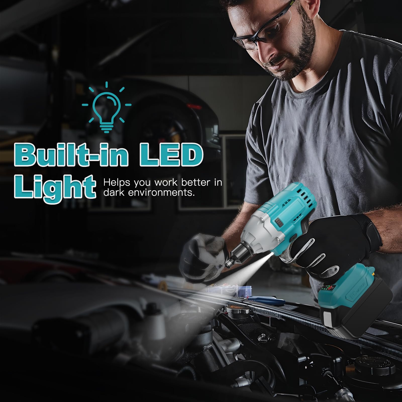 Nananuu 700Nm 3 in1 Cordless Impact Wrench Compatible with Makita 18V Lithium Battery (No Battery), Brushless Impact Wrench with 6 Sockets and LED Light for Scaffolding and Automotive Assembly