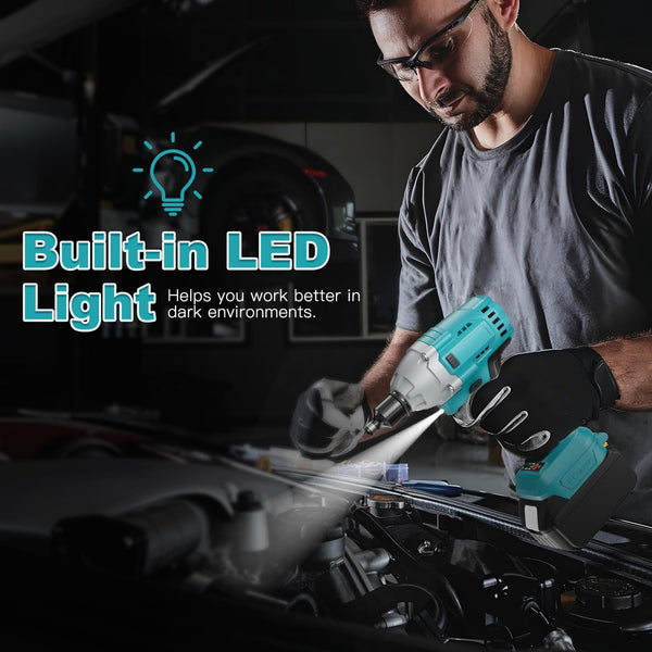 Nananuu 700Nm 3 in1 Cordless Impact Wrench Compatible with Makita 18V Lithium Battery (No Battery), Brushless Impact Wrench with 6 Sockets and LED Light for Scaffolding and Automotive Assembly