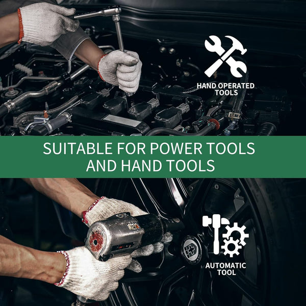 Ginour 20PCs Impact Socket Set 1/2 Inch, CR-V Drive Master Deep Impact Socket Set 8mm - 24mm, Metric, 6 Point, with 3pcs Drive Impact Extension Bar Set 3", 5",10"