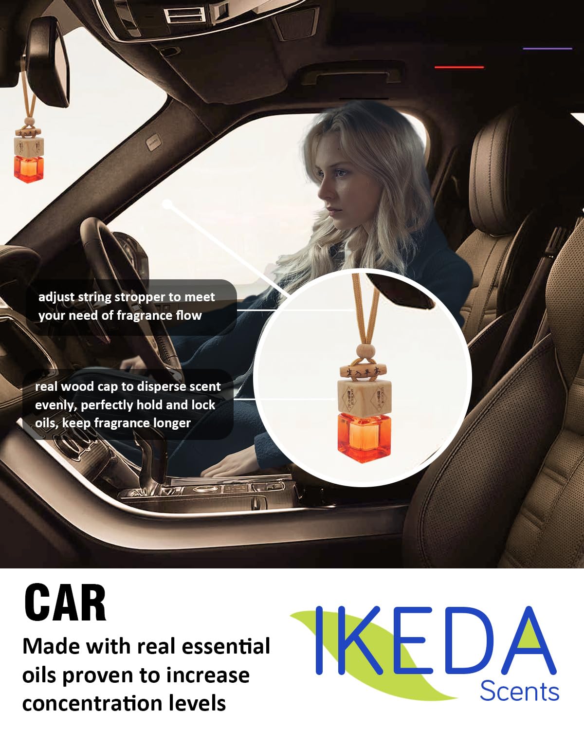 Car Air Fresheners for Men | Air Fresheners with Odour Eliminator Technology | Long Lasting Fragrance Car Accessories for Men | Strong Scents Perfume Diffusers (10ml Dark Night)