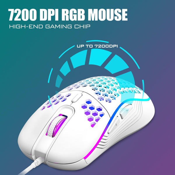 RedThunder 60% RGB Gaming Keyboard and Mouse Combo, UK Layout Ultra Compact Backlit Mini Keyboard, Lightweight 7200 DPI Cellular Optical Mouse, Portable Wired Gaming Set for PC PS5 Xbox Gamers (Black)