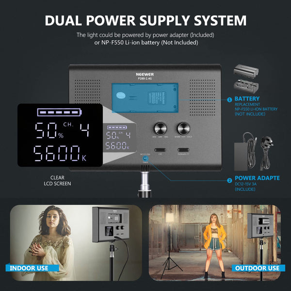 NEEWER Upgraded 660 PRO II RGB LED Video Light with App Control & Tripod Stand Kit, 2 Pack 50W/1% Min Dimming/CRI97+/3200~5600K Key Lighting for Game Streaming YouTube Recording Studio Photography