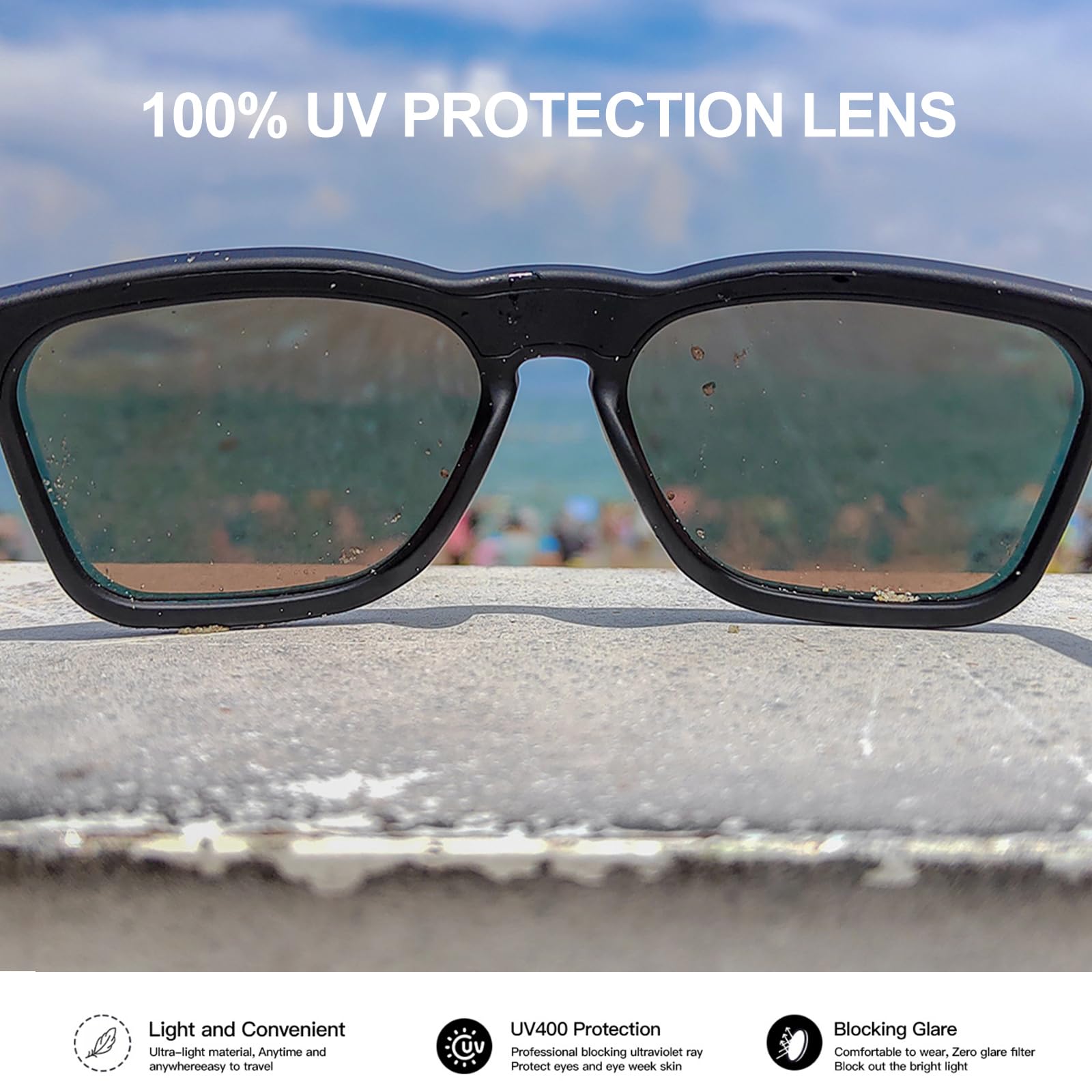 OhO Smart Glasses,128G Camera & Bluetooth Sunglasses with Open Ear Speaker Headset Headphone, Indoor&Outdoor Sports,Polarized UV Protection,For Men Women