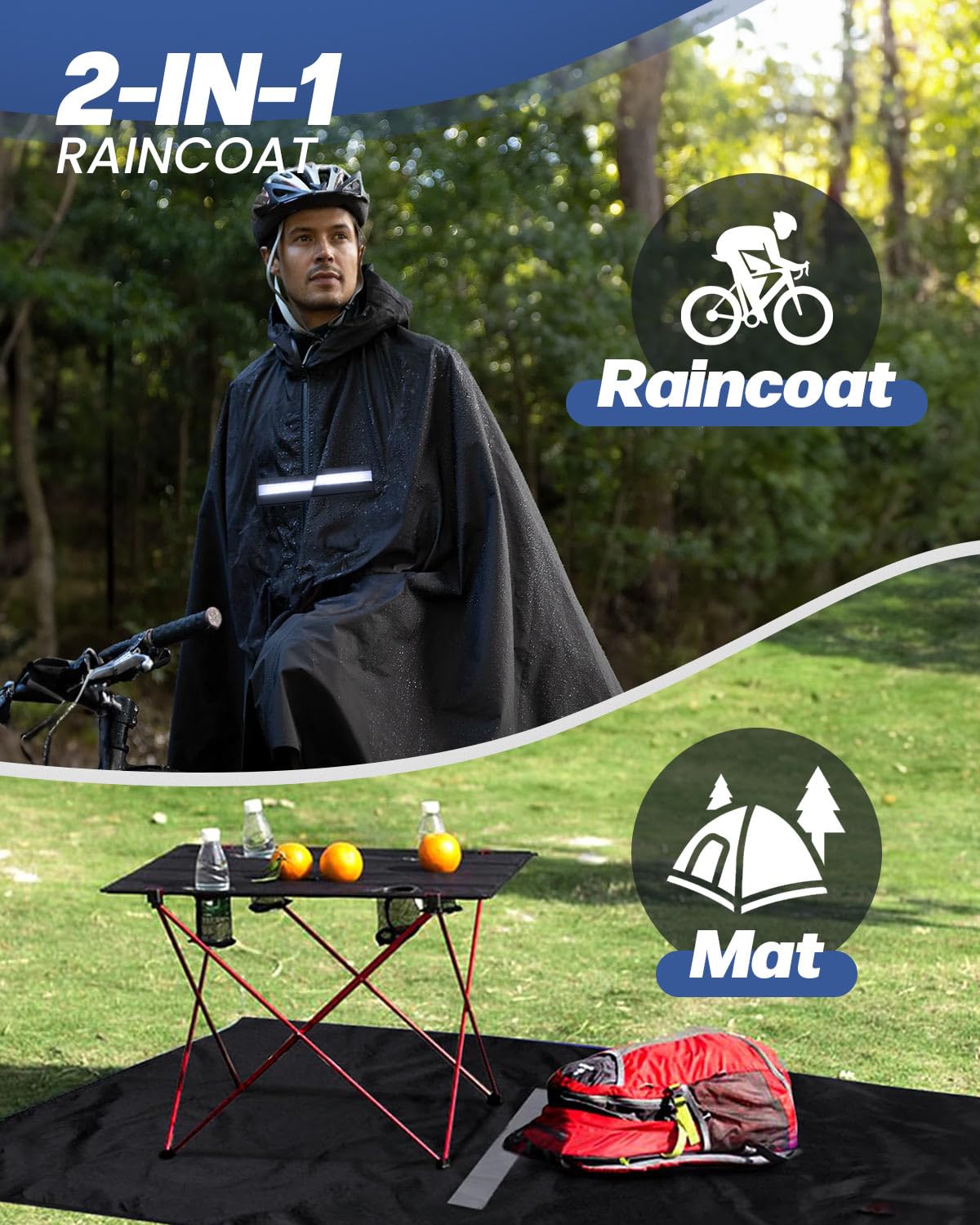 Victoper Waterproof Poncho Adult, Reusable Rain Poncho Adult Waterproof Poncho Waterproof Adult Lightweight Waterproof Raincoat for Outdoor Hiking Camping Cycling Traveling