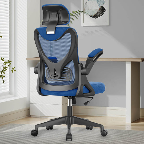 Office Chair - Ergonomic Desk Chair with Lumbar Support Headrest Adjustable, Padded Flip-up Armrests Comfy Seat Cushion High Back Executive Manager Chair For Home Office