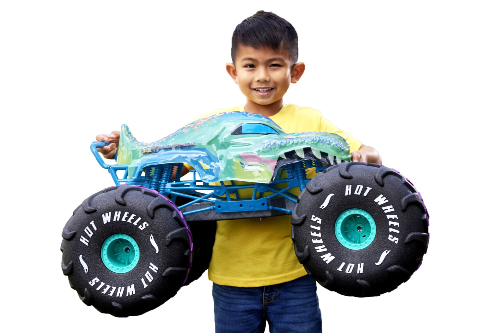 Hot Wheels Monster Trucks Remote Control Car, 1:15 Scale Mega-Wrex Alive Battery-Powered RC Vehicle with Lights & Sounds, JBD90
