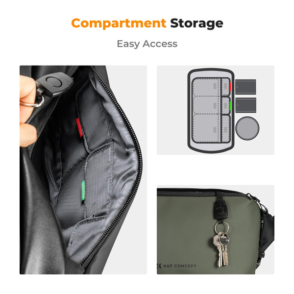 K&F Concept Camera Sling Bag, Camera Bag for DSLR and Lenses, Single Shoulder Camera Case Crossbody Bag with Tripod Holder for SLR Canon Sony Nikon Drone