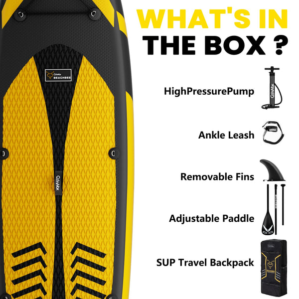 CalmMax Inflatable Stand Up Paddle Board 10'6"×32"×6" SUP Package with Non-Slip Deck, Pump, Paddle, Leash, Waterproof Backpack for Youth & Adult