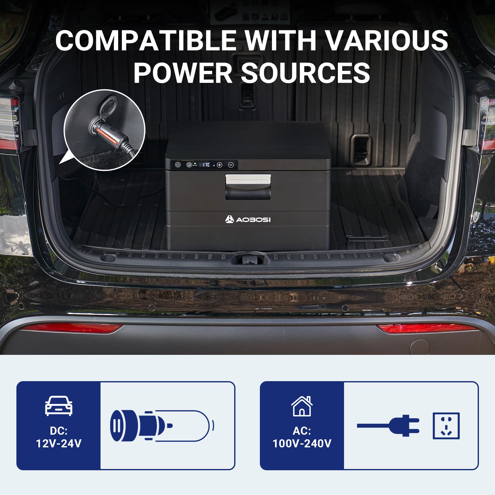 AAOBOSI 83L Campervan Fridge, Camping Refrigerator with APP Control, 12V Fridge Freezer for Campervan, Car, Truck, Boat, Motorhome, Travel