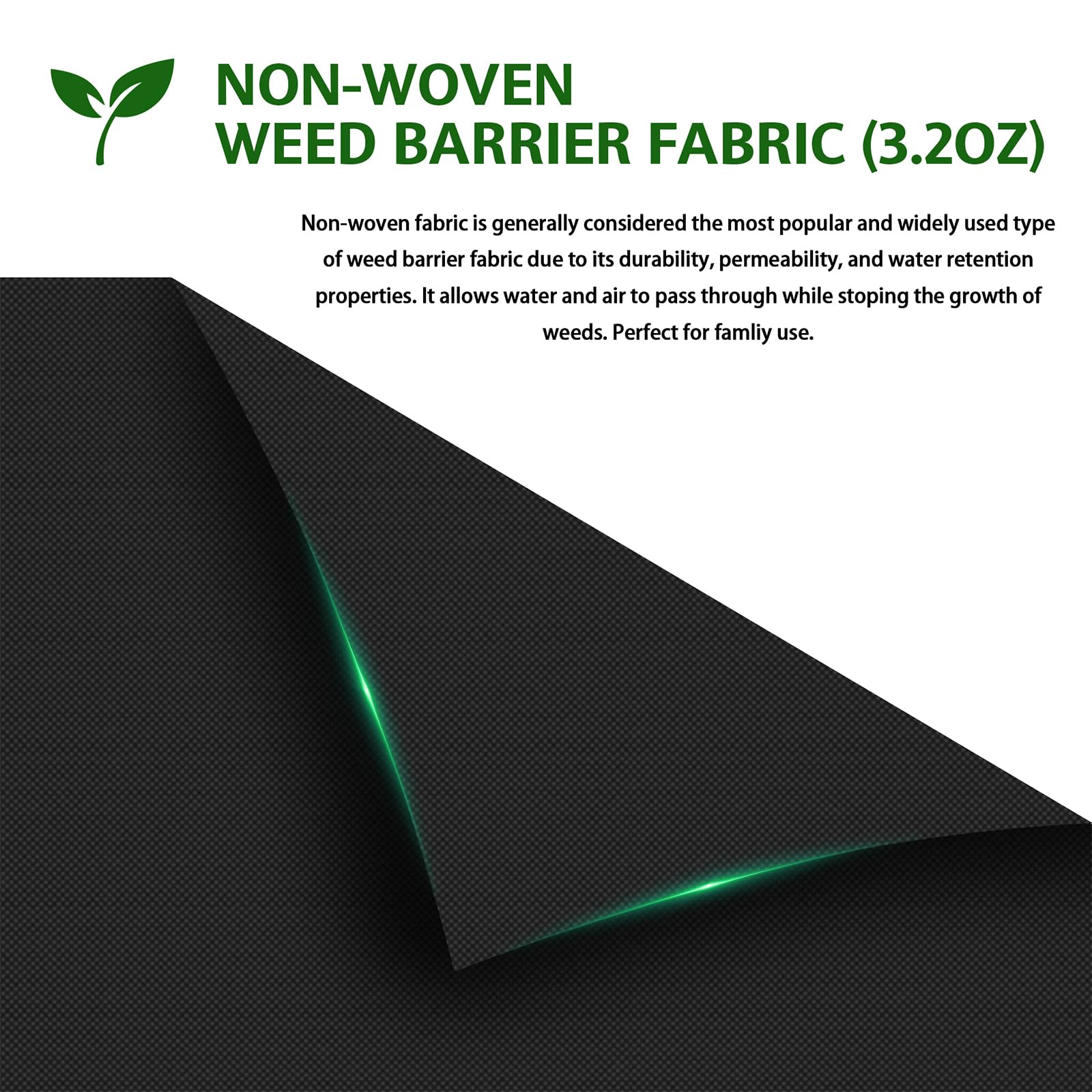 HOOPLE Premium Pro Garden Weed Barrier. Landscape Fabric, Weeds Control 32" by 180' Black