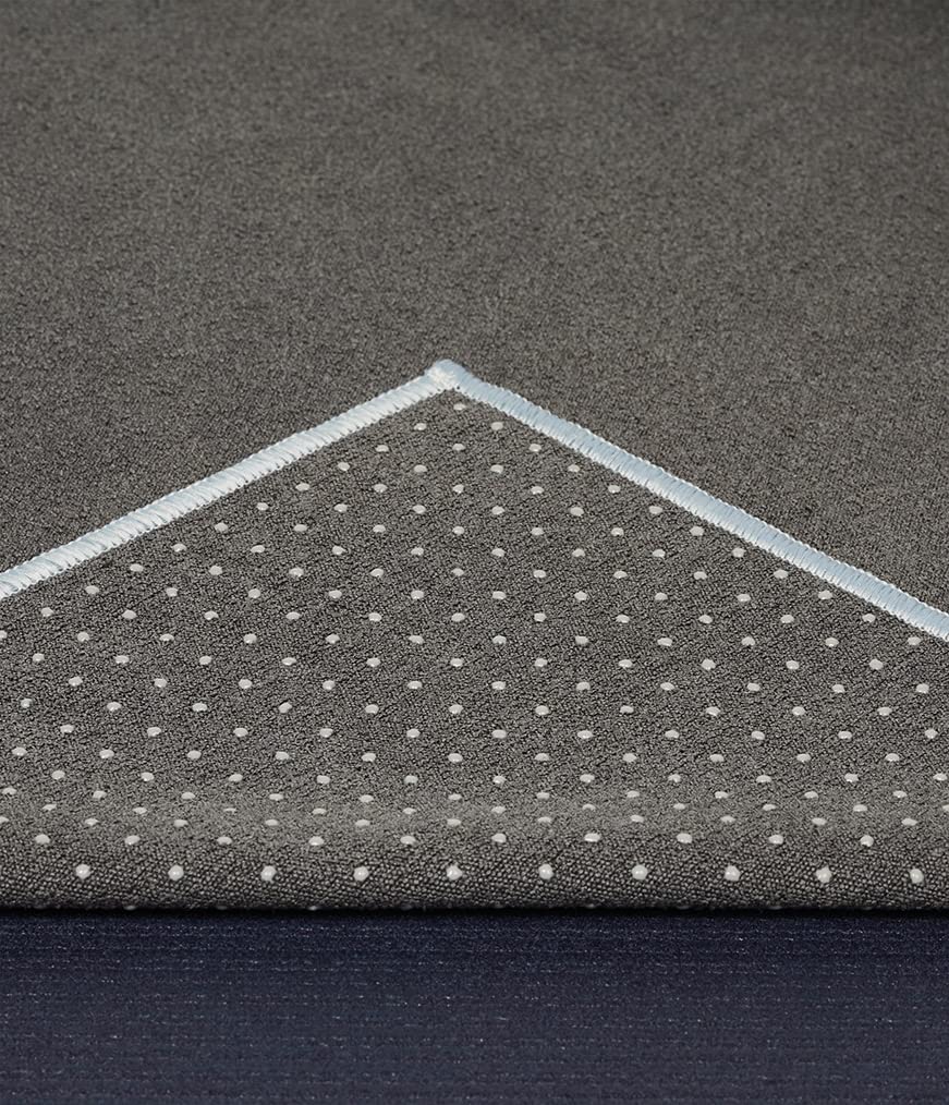 Manduka Yogitoes Yoga Towel for Mat, Non-Slip and Quick Dry for Hot Yoga with Rubber Bottom Grip Dots,Thin and Lightweight, 71 Inches, Grey