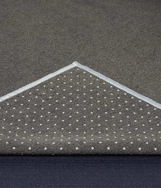 Manduka Yogitoes Yoga Towel for Mat, Non-Slip and Quick Dry for Hot Yoga with Rubber Bottom Grip Dots,Thin and Lightweight, 71 Inches, Grey